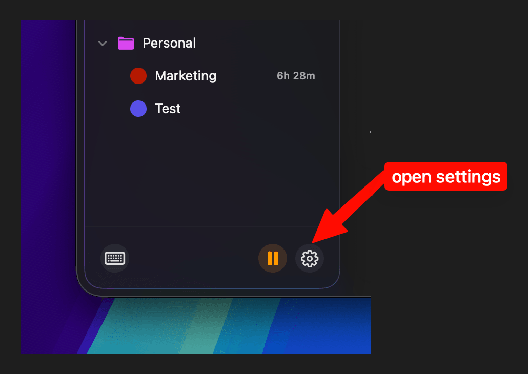 Open Settings from the in-app settings button
