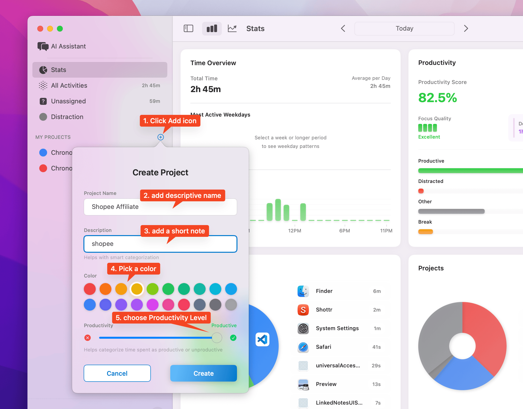 Create Project Window