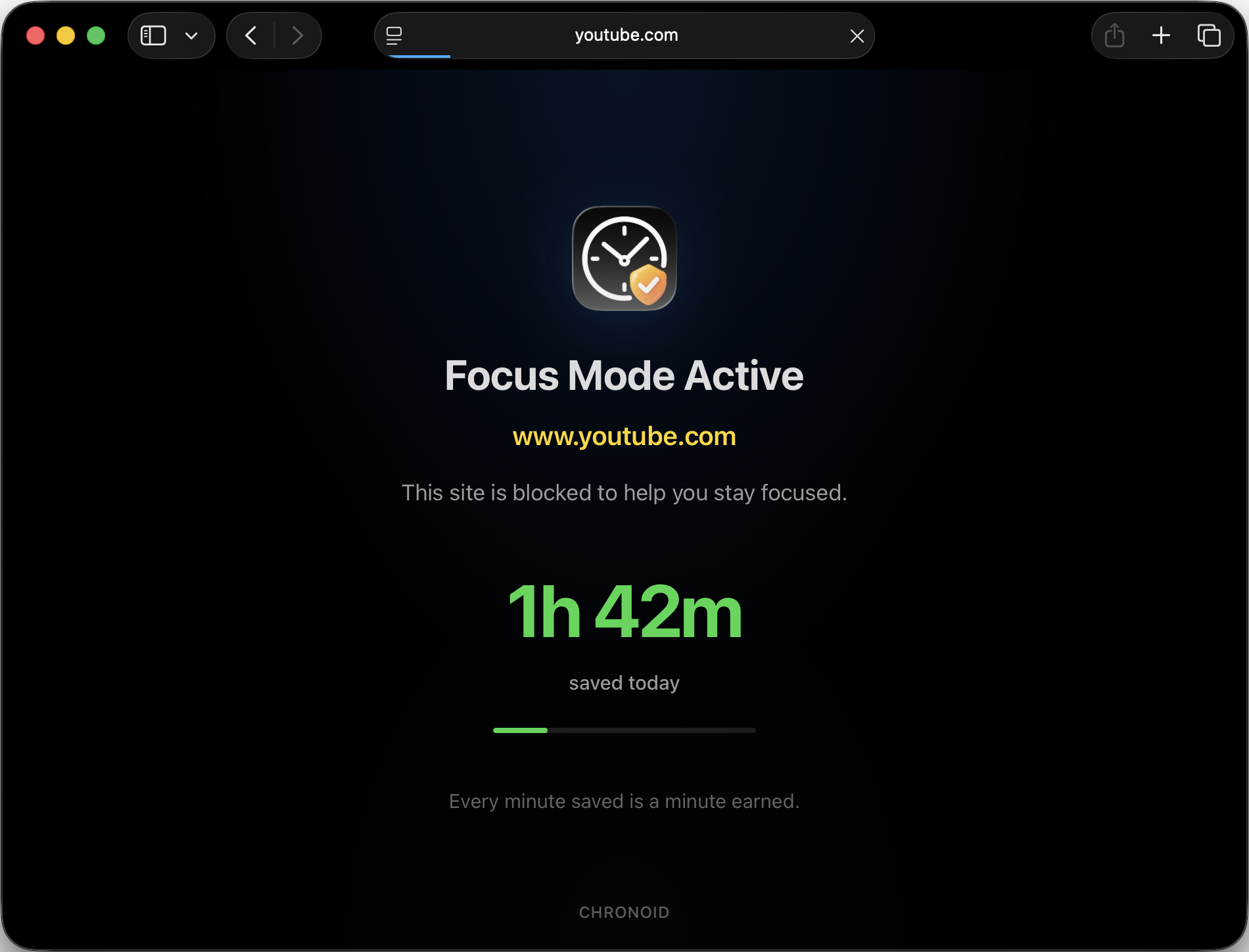 Chronoid website blocker settings panel for focus management